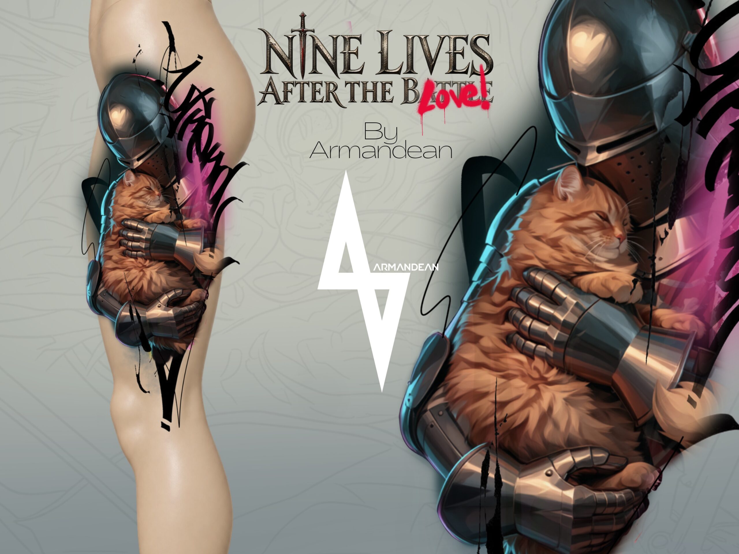 Nine Lives After The Love, Design 02 leg tattoo